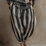 Conjunto de Top y Pantalones de Manga Larga con Estampado de Color Block