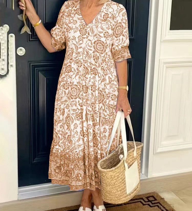 Tallis | Vestido Floral con Escote en V Elegante