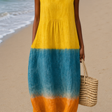 Eliana - Vestido Midi de Playa Sin Mangas Impreso para Mujer