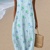 Hailey - Vestido Midi de Playa Sin Mangas para Mujer Impreso