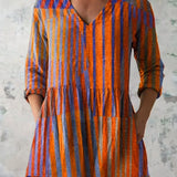 Layla | Camisa de V-Neck a Rayas con Bloques de Color
