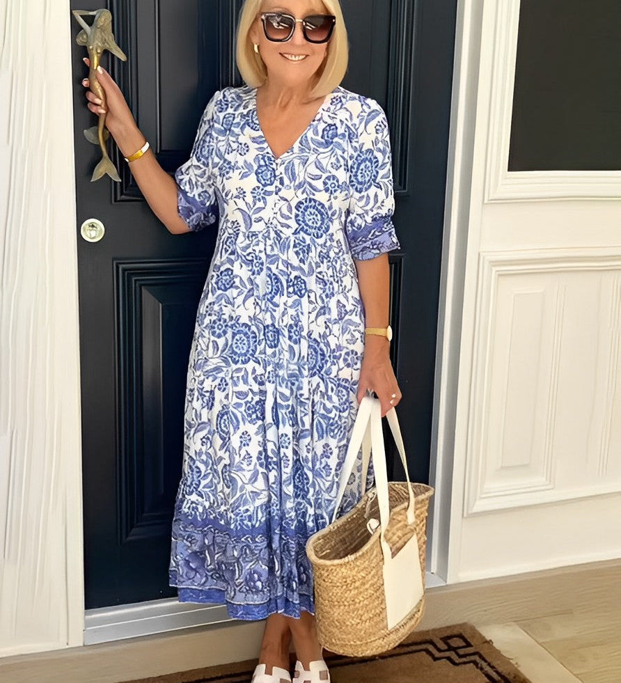 Tallis | Vestido Floral con Escote en V Elegante