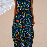 Zoe - Vestido midi sin mangas de corte relajado para mujeres