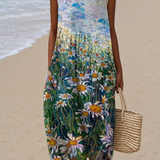 Kennedy - Vestido Midi de Playa Sin Mangas para Mujer Impreso