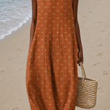 Julia - Vestido midi casual sin mangas estampado para mujer