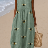Mackenzie - Vestido Midi de Playa Impreso Sin Mangas para Mujeres