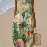 Piper - Vestido midi de playa sin mangas para mujer con estampado suelto