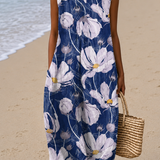 Alice - Vestido Midi de Playa Sin Mangas Impreso para Mujer