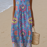 Zoe - Vestido midi sin mangas impreso para mujer