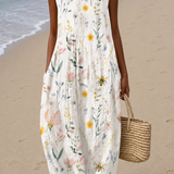 Hailey - Vestido Midi Casual Sin Mangas Impreso para Mujeres