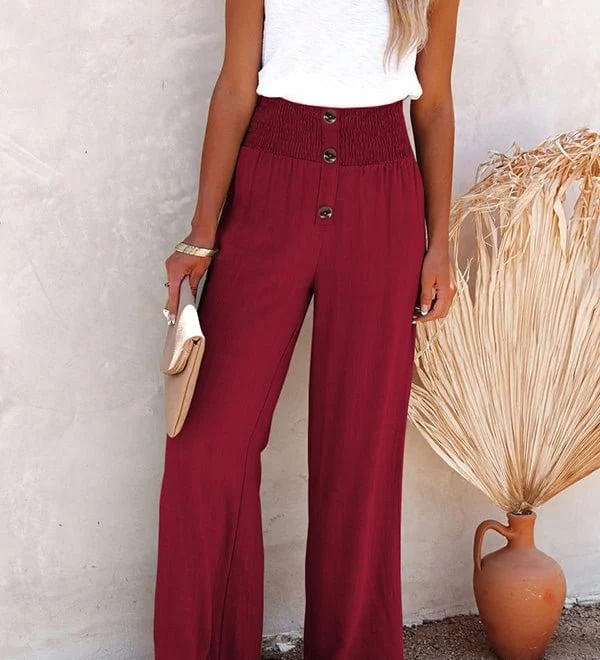 Riana - Pantalones Relajados de Cintura Alta