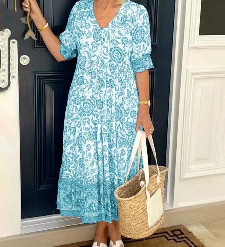 Tallis | Vestido Floral con Escote en V Elegante