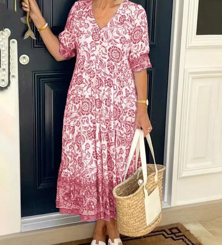 Tallis | Vestido Floral con Escote en V Elegante