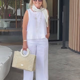 Trinidad™ | Conjunto Blanco Blusa y Pantalón Ancho