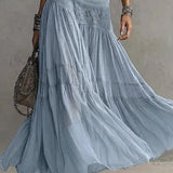 CONJUNTO DE TOP DE ENCAGE CON PANEL Y FALDA MAXI PLISADA