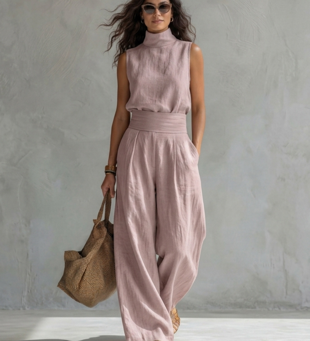 María | Conjunto de Pantalones Anchos Elegantes y Top