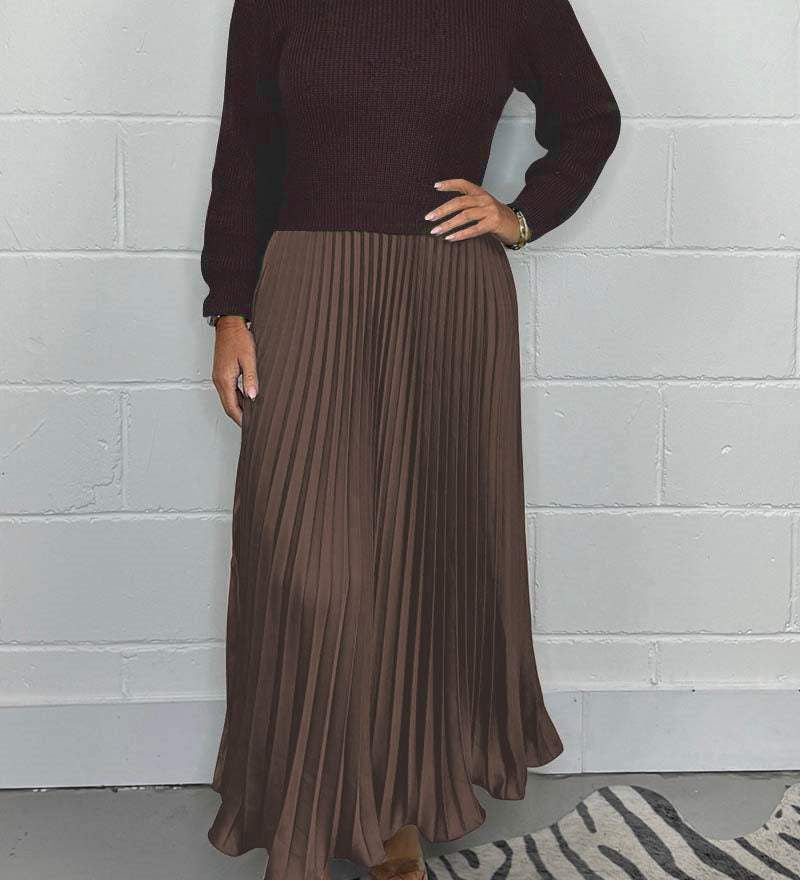 Claudia - Vestido maxi con suéter y falda plisada