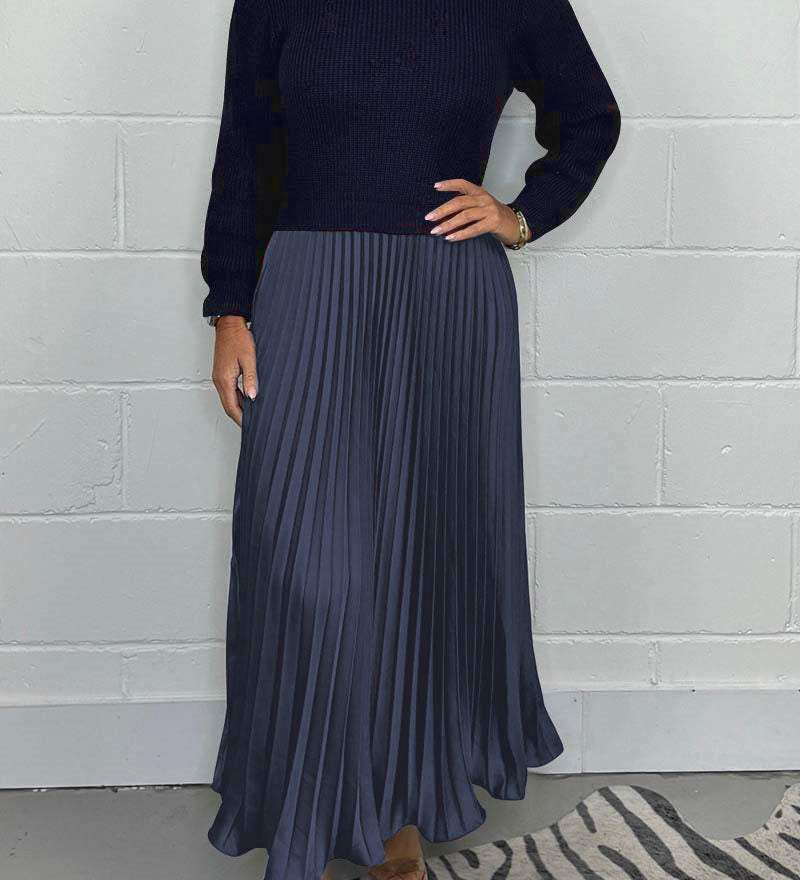 Claudia - Vestido maxi con suéter y falda plisada