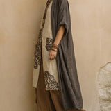 Conjunto de tres piezas de patrón tribal bohemio nómada en gris oscuro y marrón