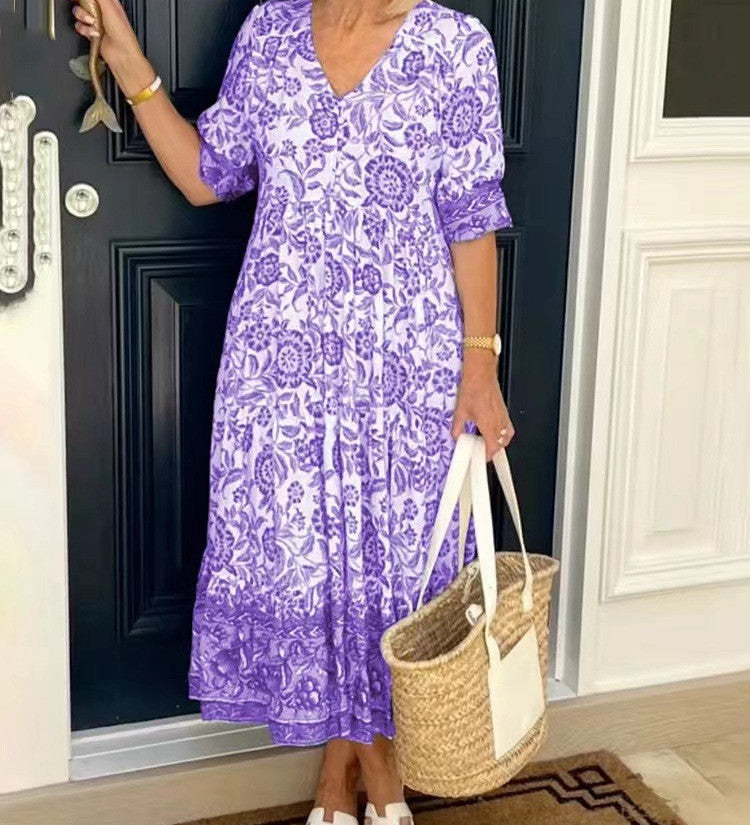 Tallis | Vestido Floral con Escote en V Elegante