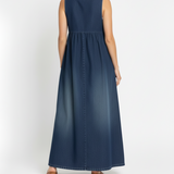Gumersinda™ | Vestido maxi vaquero lavado de tirantes