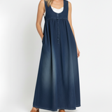 Gumersinda™ | Vestido maxi vaquero lavado de tirantes