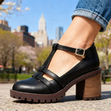 Romilly | Mocasín de Tacón Bloque con Correa T para Mujer