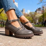 Romilly | Mocasín de Tacón Bloque con Correa T para Mujer